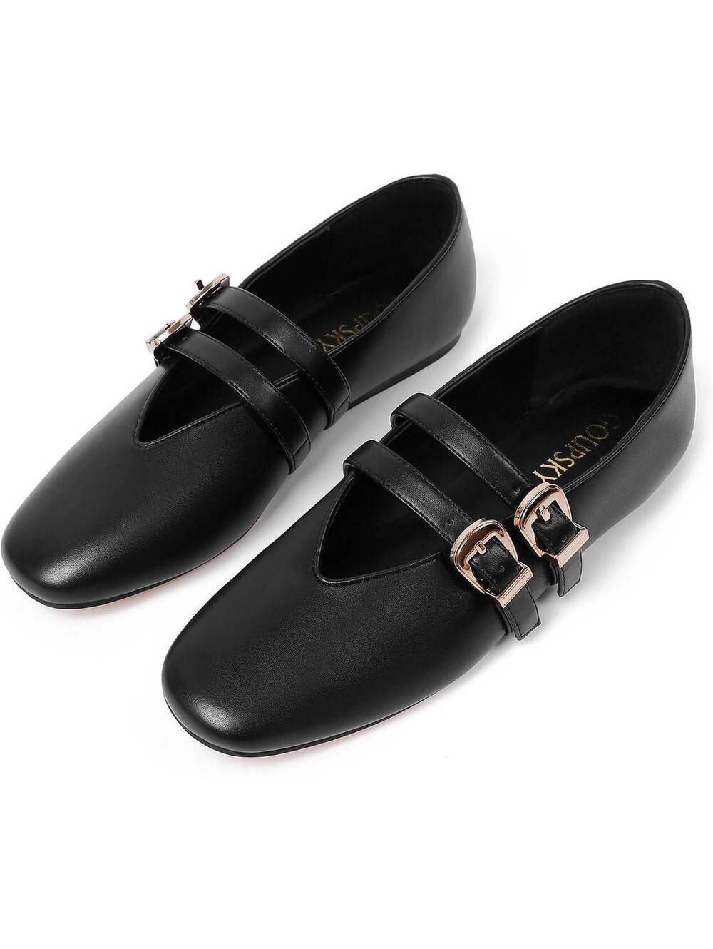 GOUPSKY Women’s Black Mesh Mary Jane Ballet Flats, Size 6.5, Black flats